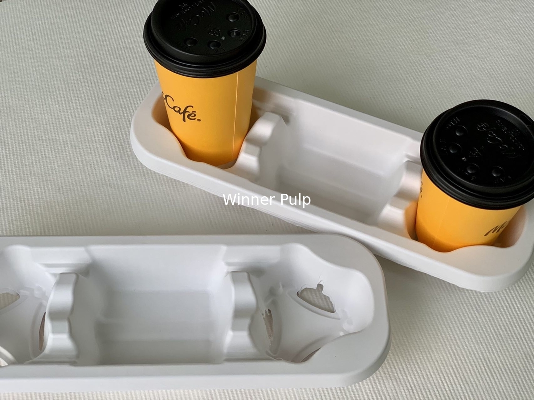 Recycled Biodegradable Cup Carrier Packaging Paper Compostable 4 Cup Drink Carrier