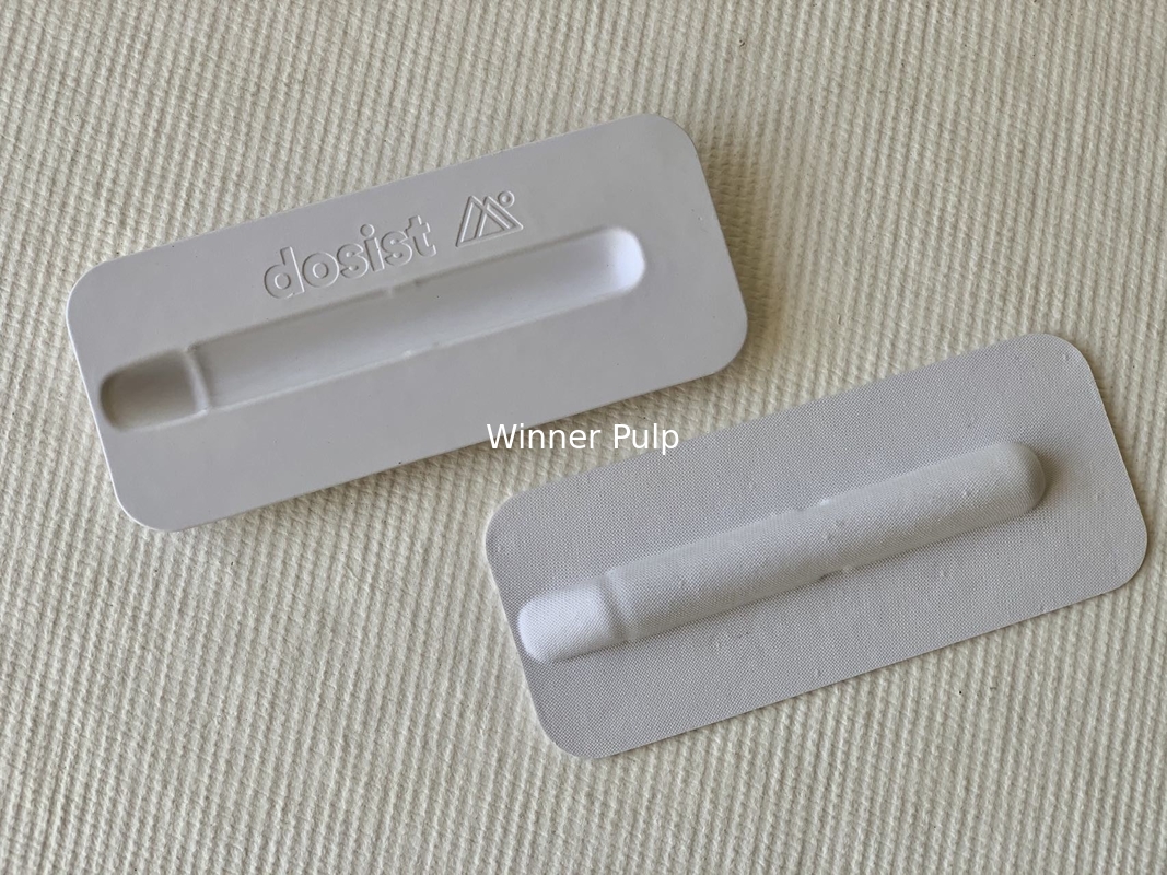 Debossed Molded Paper Pulp Thermoformed E Cigarette Packaging Clean Edge
